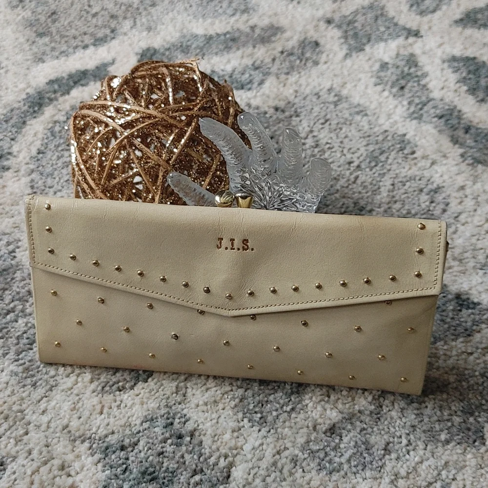 Princess Gardner Gahna Cowhide Gold Studded Womens Coin Purse Wallet